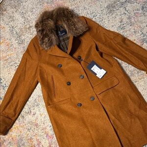 Amazing Famed Schneiders of Salzburg Rust Pea Coat with Fox Fur Collar 4 $2500